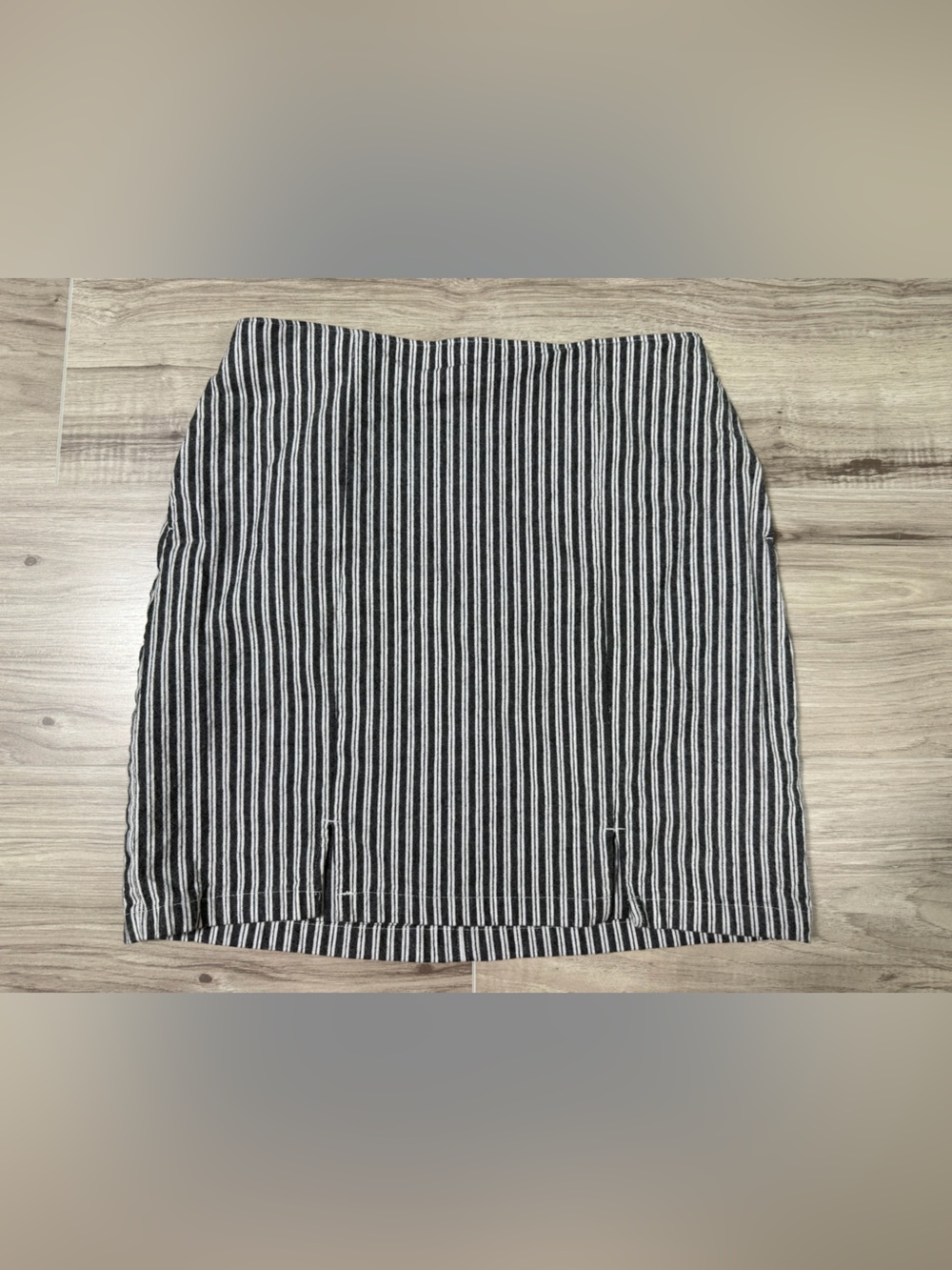 Hollister Black and White Vertical Stripe Mini Skirt